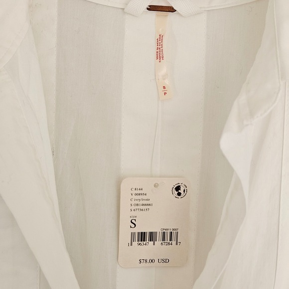 Free People Naomi Sleeveless Pintuck Mini Dress Ivory White Cotton Sz Small NEW - Picture 7 of 15